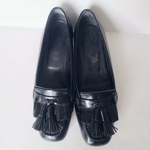 Tod's Black Leather Tassel Loafers Women's EU 36.5 - Picture 8 of 10